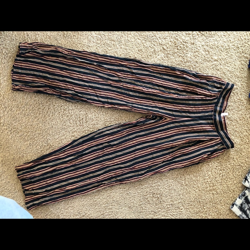 Black striped flowy pants